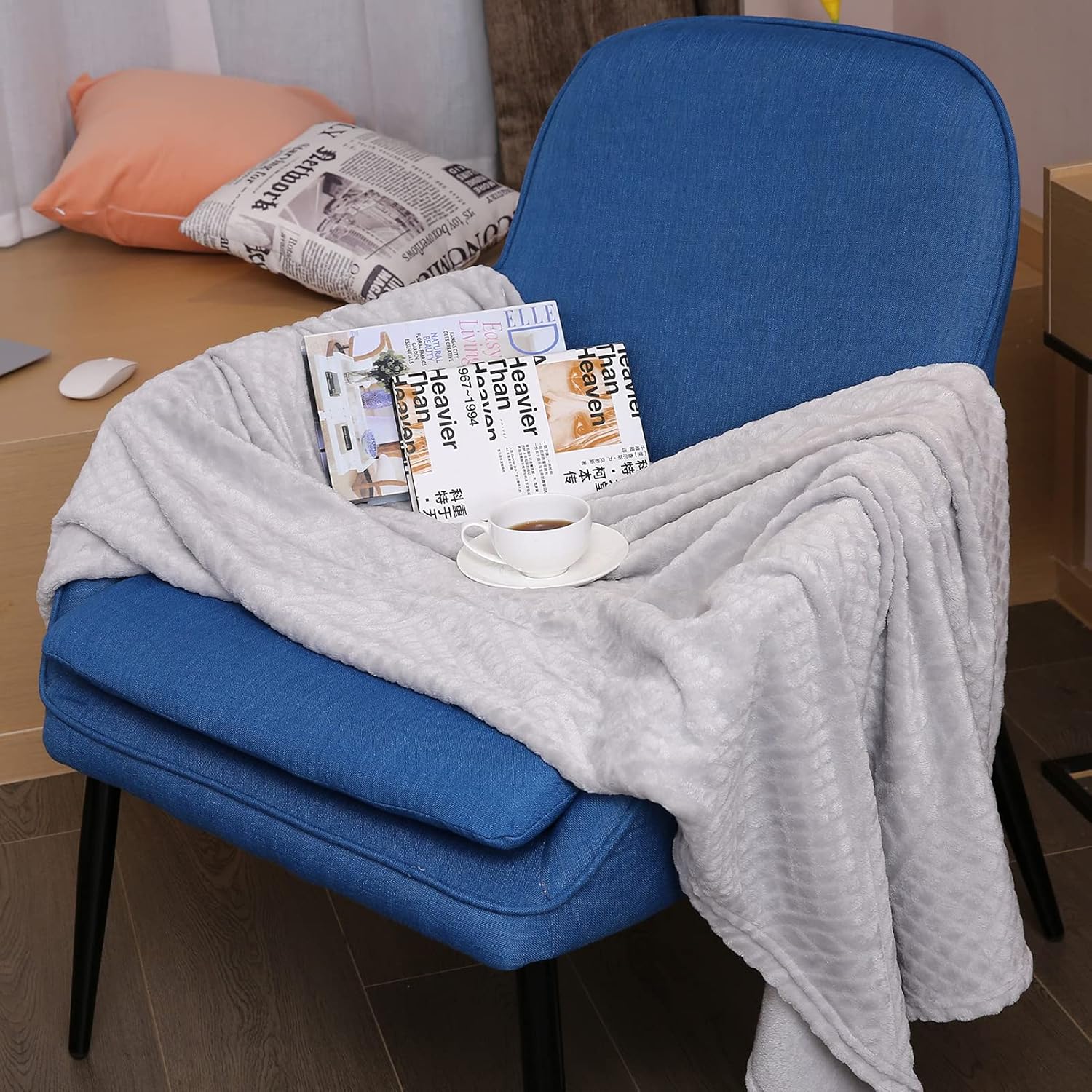 AwsumPick Twin Size Soft Flannel Blanket All Season Warm Anti-Static Microplush Lightweight Cozy Fleece Fuzzy Waffle Weave Blankets for Bed, Sofa, Couch, Travel, Camping,Baby,66x90 inches,Grey : Home & Kitchen