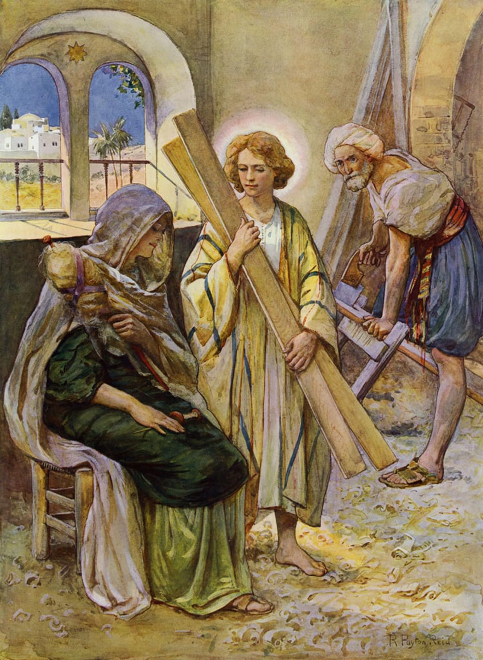 Posteriik Boys No Frame Vintage Art Print Images Pictures Print The Jesus In The Carpenter's Shop By Robert Payton Reid Modern Colour Posters For Office Home Decor 60X90cm