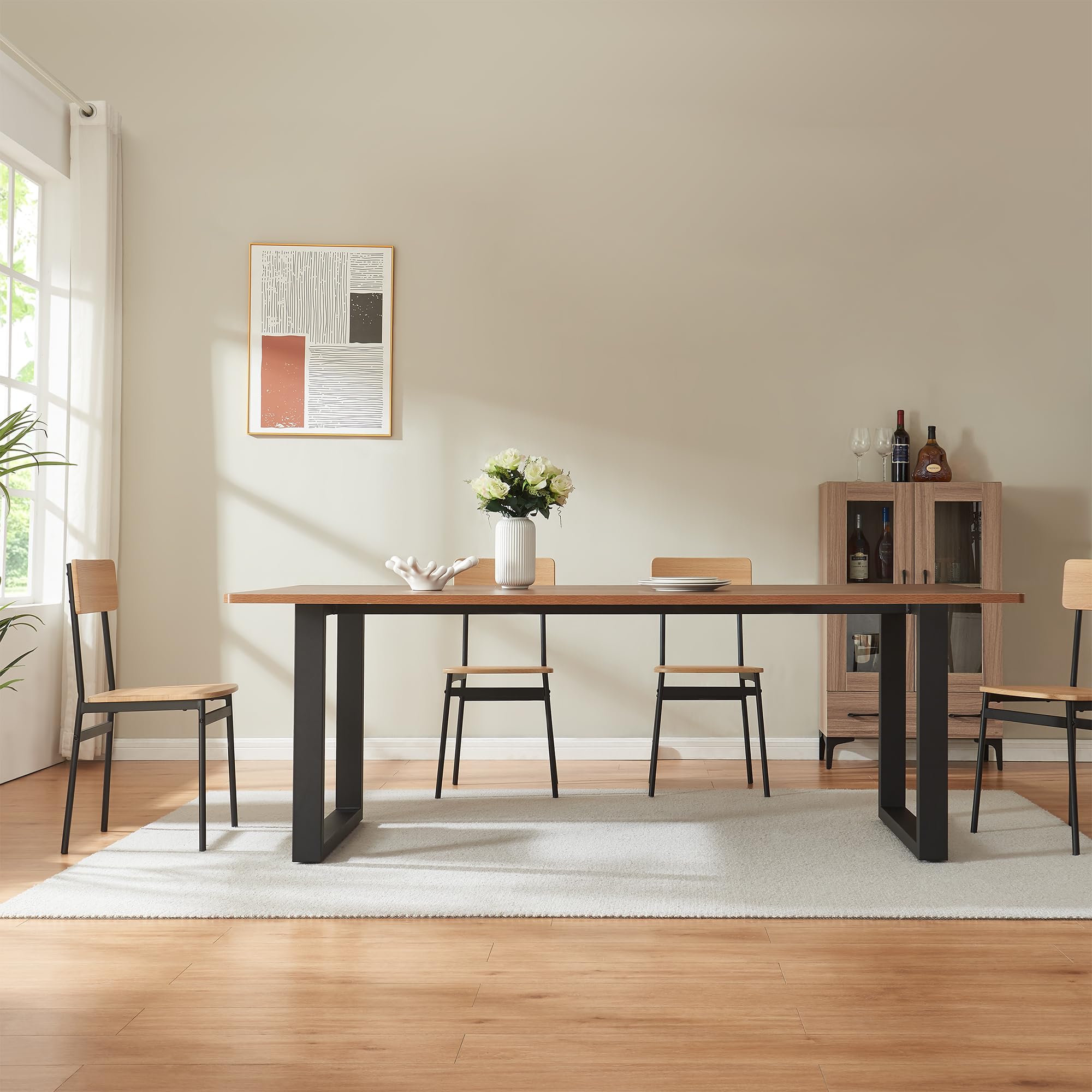 [en.casa] Pata para Mesa de Comedor Vestmalu DIY Forma Rectangular Patas para Muebles Armazón de Mesa Escritorio Salón Cocina con Tornillos de Fijación Ajustables Acero 180x70x72cm - Negro