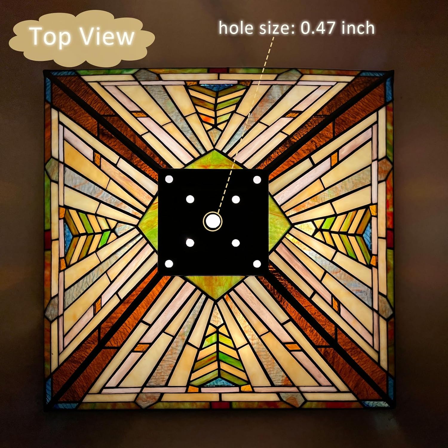 Tiffany Lamp Shade,16 inch Mission Style Handcrafted Stained Glass Replacement Lampshade for Table Lamp and Floor Lamp