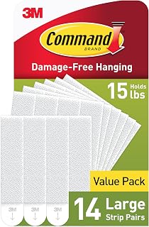 Command Large Picture Hanging Strips, 14 Pairs White, 16 lbs Max - Damage-Free Wall Hangers for Frames up to 24x36"