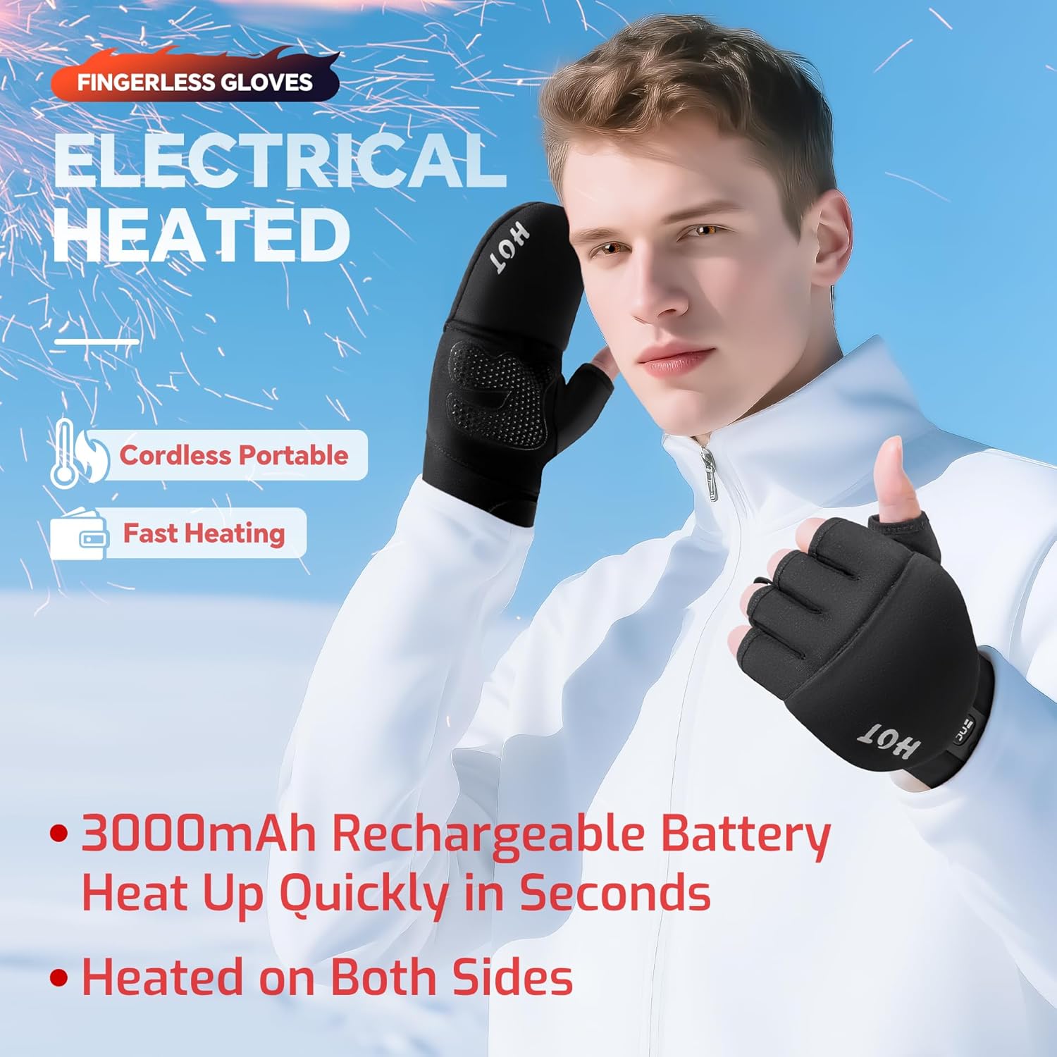 Heated Gloves for Men Women- Rechargeable Electric Full&Half Hands Heated Gloves Outdoor Work Arthritis Pain Relief Hot Compress Hand Warmers for Cycling Skiing Hunting - Image 2