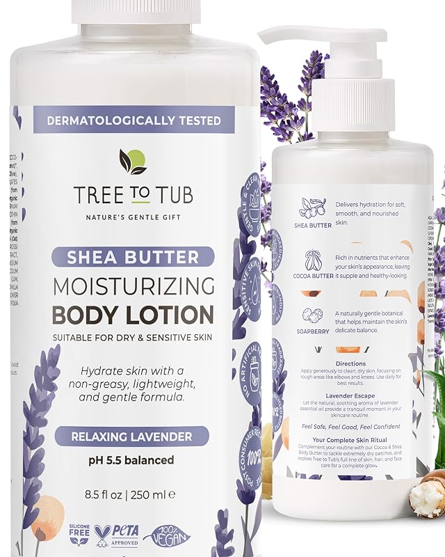 Tree To Tub Lavender Moisturizing Shea Butter Lotion for Dry Skin 8.5 Fl Oz