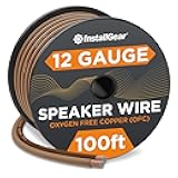 12 Gauge Speaker Wire 100ft - Deoxidized Copper OFC Speaker Wires 12 Gauge - Flexible Wire Cable with Polarity Marking - Soft Touch 12 AWG Wire for Audio, Amp and Home Theater Use - Brown
