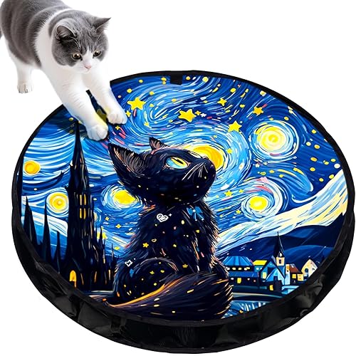 ORSDA Bolsa de juguetes para gatos, juguetes para gatos de interior, tapete para esconderse y buscar adecuado para pelotas de gatitos