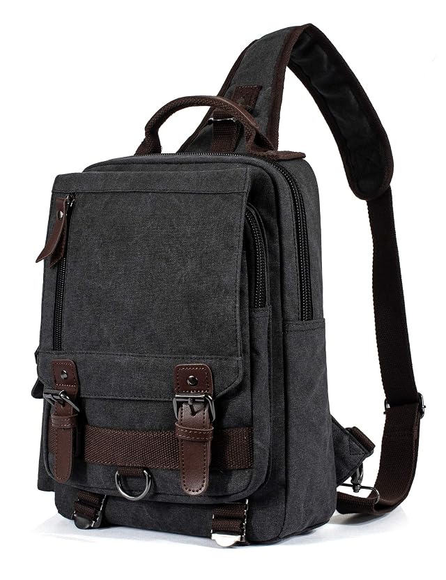 Canvas Messenger Bag Crossbody Shoulder Backpack Sling Bag Rucksack Daypack Casual Travel