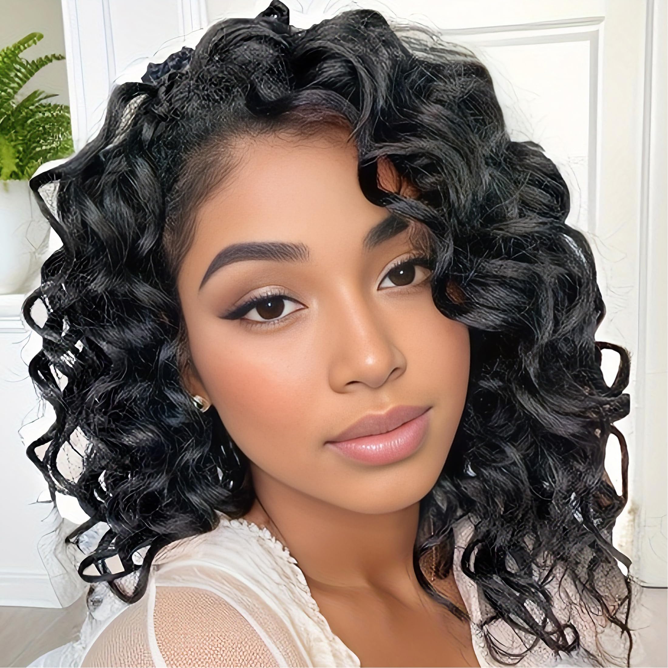 Ocean Wave Crochet Hair 9 Inch Curly Crochet Hair Ocean Wave 7 Packs Deep Wave Short Wavy Crochet Braids Hair Extensions for Women Water Wave