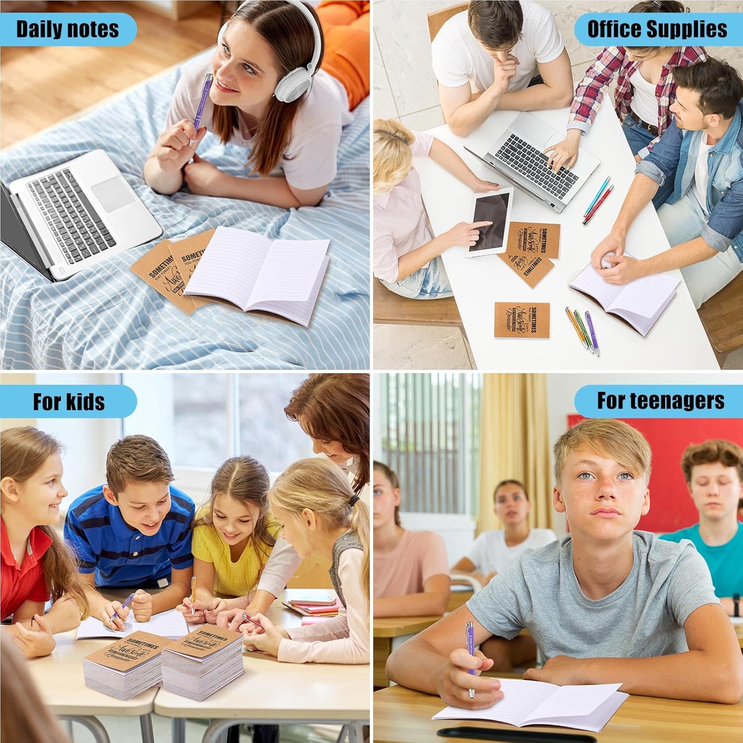 Sabary 100 Pcs Inspirational Notepads Ballpoint Pens Sets Mini Motivational Pocket Notebooks Journals Bulk Christmas Teacher Appreciation Gifts for Office Supplies(Appreciation Gifts)