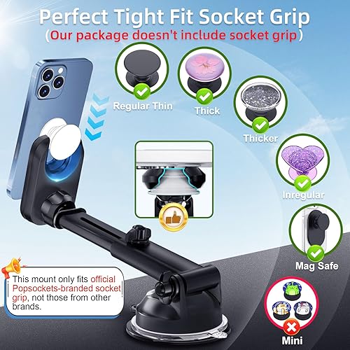 Miniatura 2 de pop-tech Soporte de teléfono de automóvil para Pop Socket soporte de teléfono celular con ventosa para ventana de parabrisas de salpicadero de