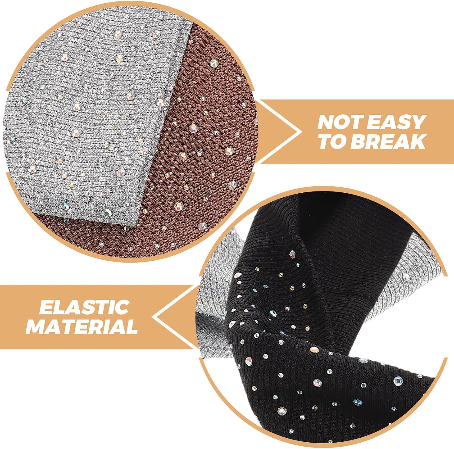 Alipis 3pcs Rhinestone Sparkly Elastic Sports Headbands for Women – Wide Breathable Sweat-Resistant Yoga Hair Wraps, Athletic Workout Headscarves in Khaki, Gray, and Black