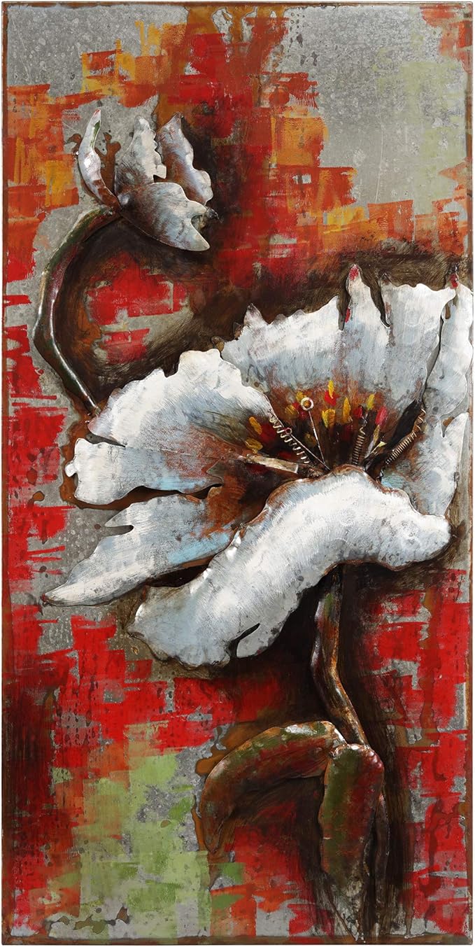 Empire Art Direct "Garden Rose 2" Mixed Media Hand Painted Iron Wall Sculpture by