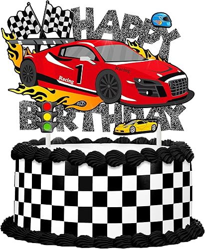 Miniatura 4 de 37 decoraciones para pasteles de cumpleaños, adornos para cupcakes de autos de carreras, adornos para tartas de autos de carreras con purpurina,