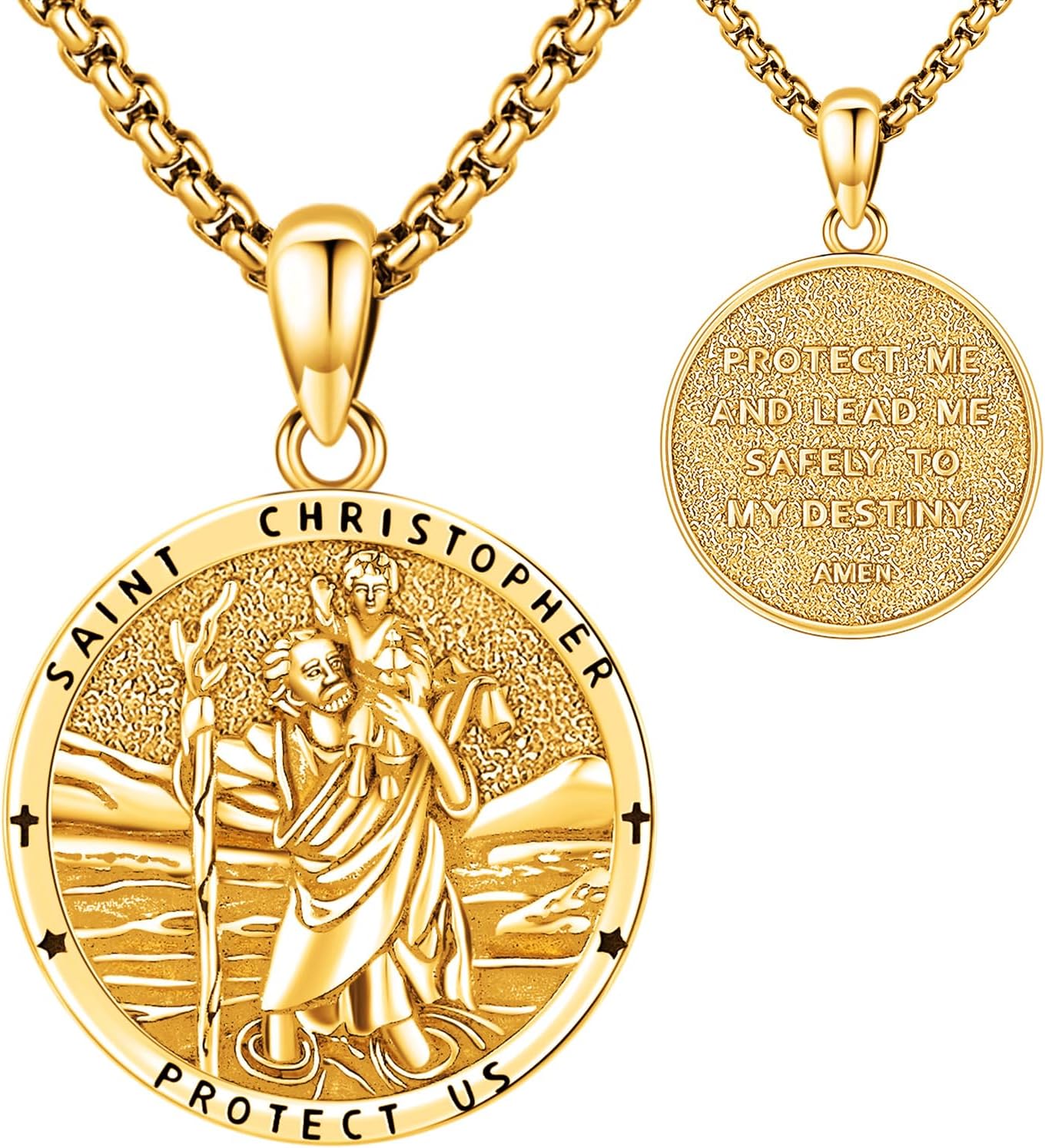 Saint Necklace Sterling Silver 925 Protection Jewelry for Men Women Patron St Medals Amulet Pendant