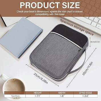 Bible Cover for Women, Bible Holder, Bible Cover Carrier Carrying Organizer Bag, God is Within Her She Will Not Fall, Zipper and Pockets for Standard Size Bible, Gift for Women(BlackGrey)