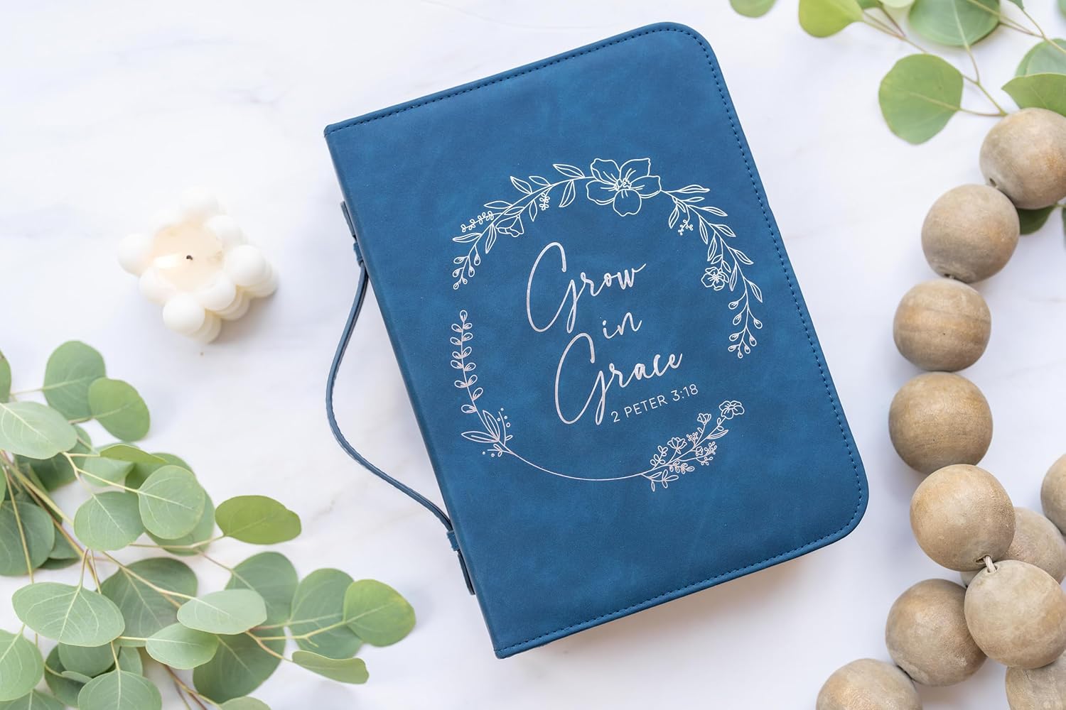 Bible Cover Case for Women - Minimalist Design Debossed Bible Case, Large Bible Covers for Women – Bible Accessories (NavySilver) - Image 2