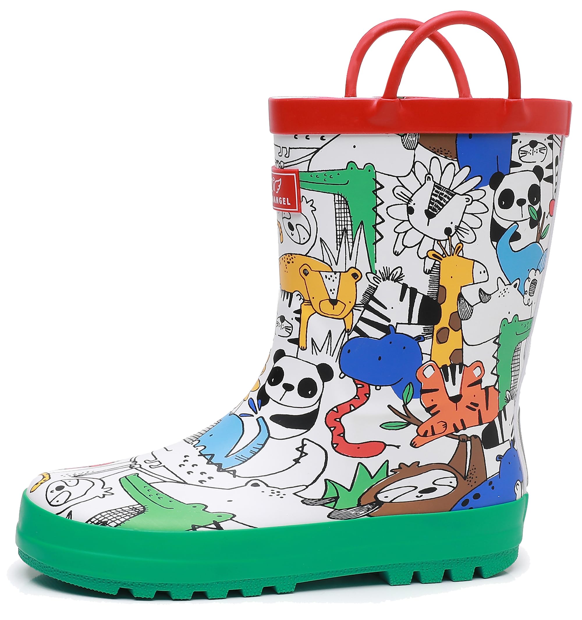 RAINANGEL Toddler Rain Boots with Easy-On Handles, Waterproof Kids Rain Boots for Girls &amp; Boys, Fun Printed &amp; Colors Unisex-Child Outdoor Boots