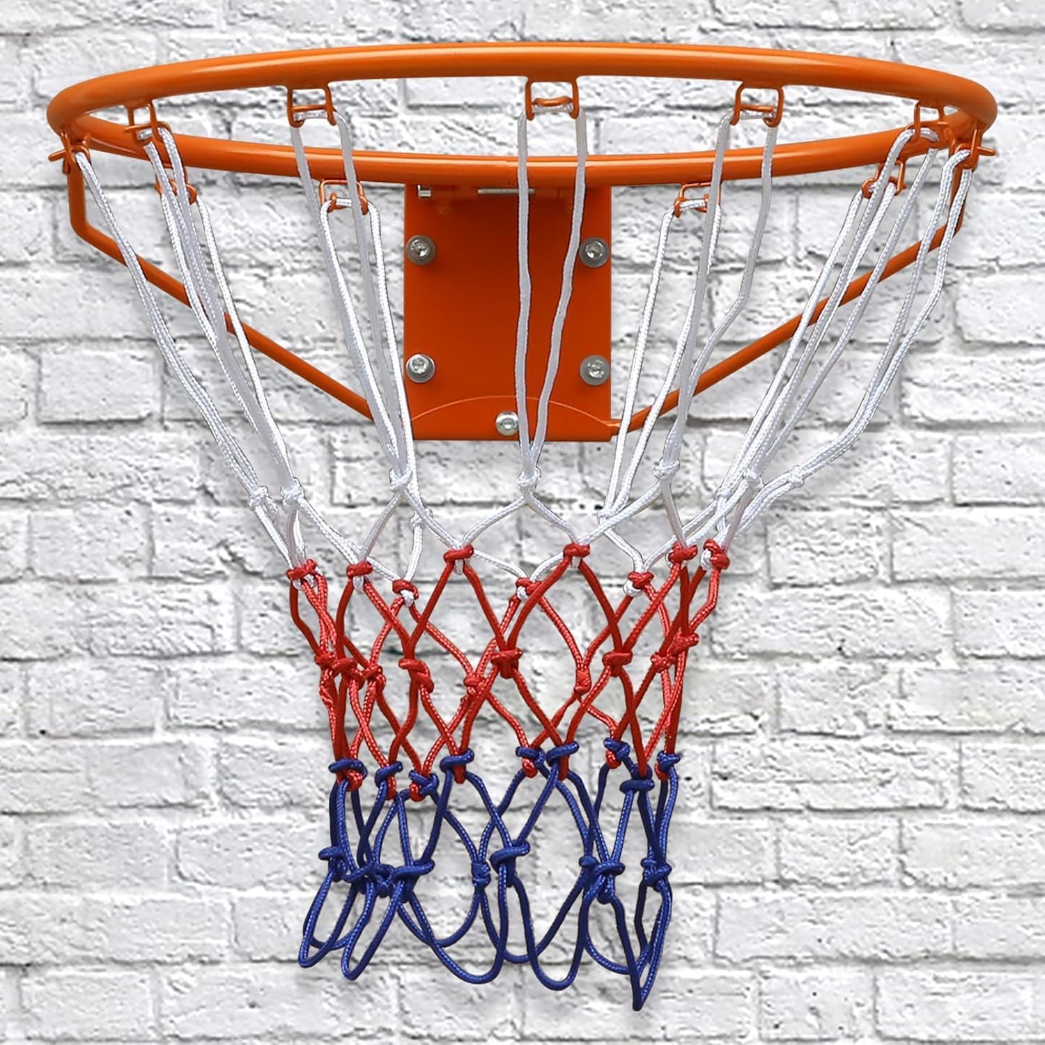 Regulation Size 18" Steel Foldable Basketball Rim with All Weather Net, Replacement Wall Mounted Basketball Rim Goal Hoop for Indoor Outdoor Hanging