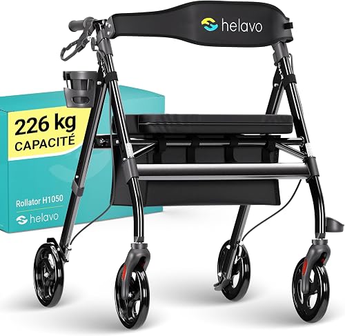 Rollator extra large, grand siège, jusqu'à 226 kg Helavo