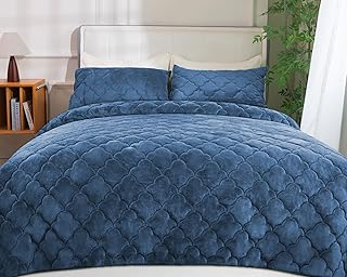Velvet Quilt Set King Size - Luxury Lightweight Velvet Bed Comforter & 2...