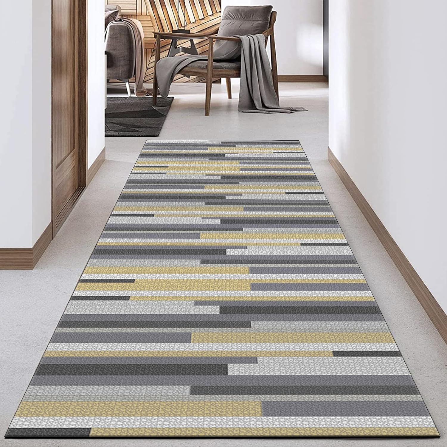 Kitchen Runner Rug Non Slip 2'4"x25' Modern Anti-Skid Runner Rugs with Rubber Backing for Corridor