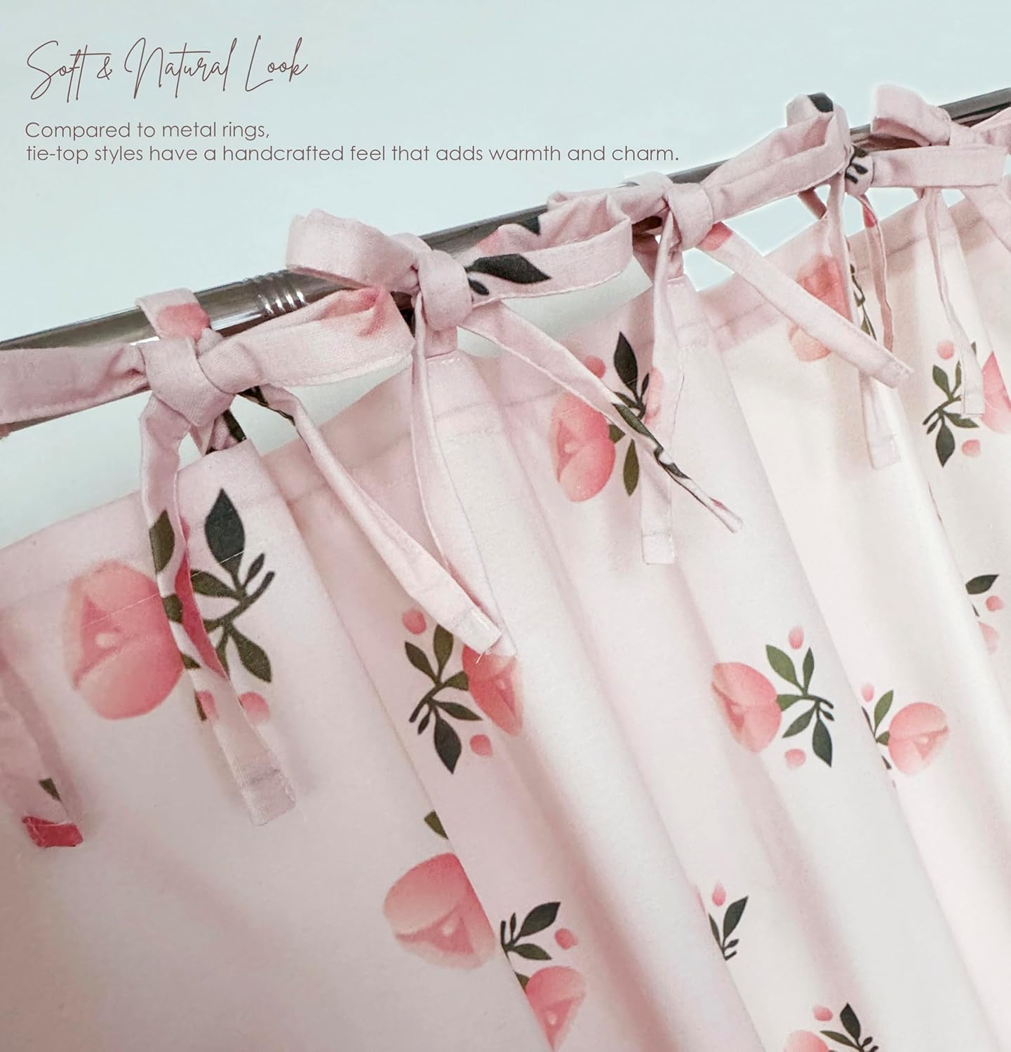 Girly Pink Floral Shower Curtain Hookless Flower Rose Shower Curtain Cotton Blend 72x72 Inches for Bathroom Bedroom