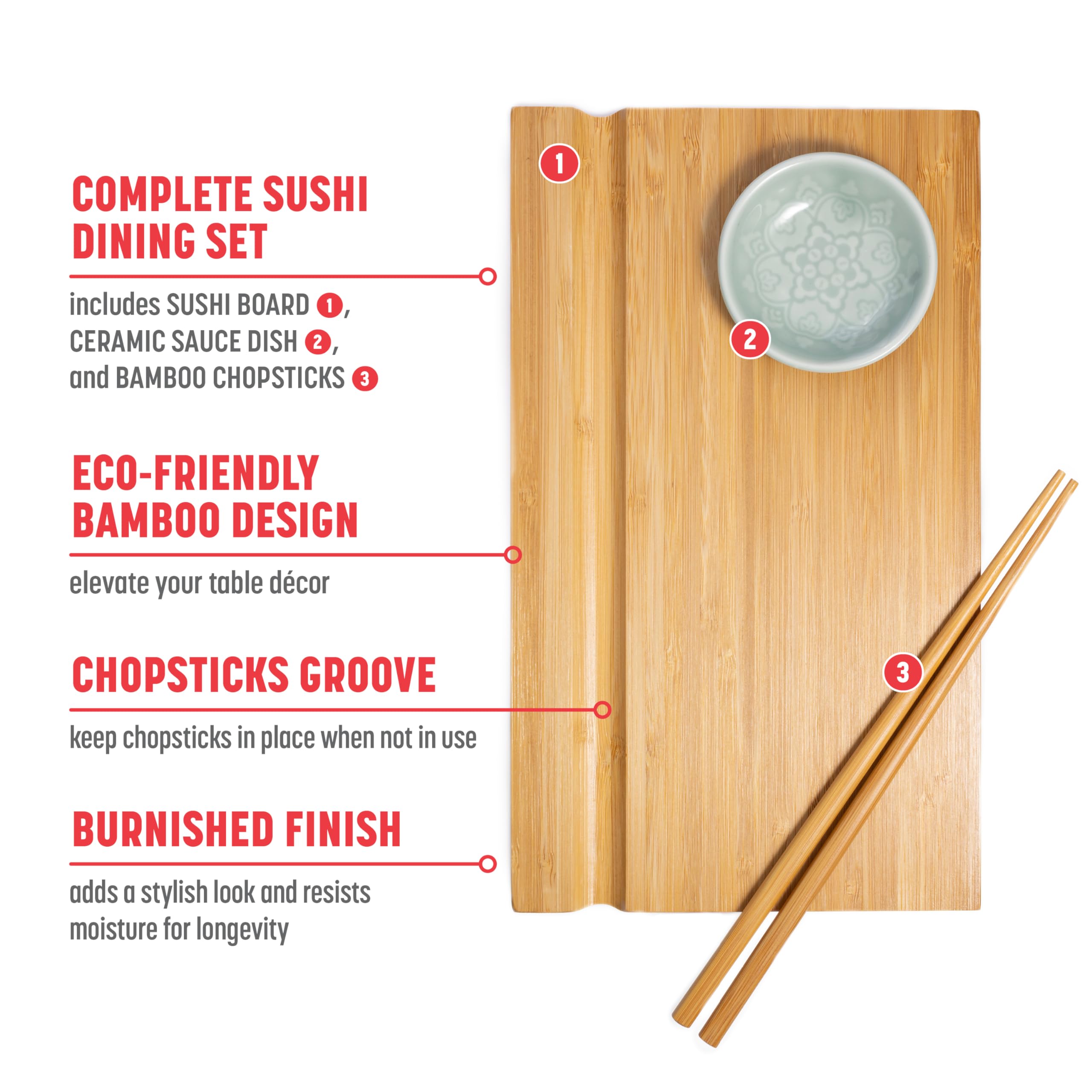 JOYCE CHEN JCK009 2-Piece Kit Sushi-Set, Bambus, Mehrfarbig
