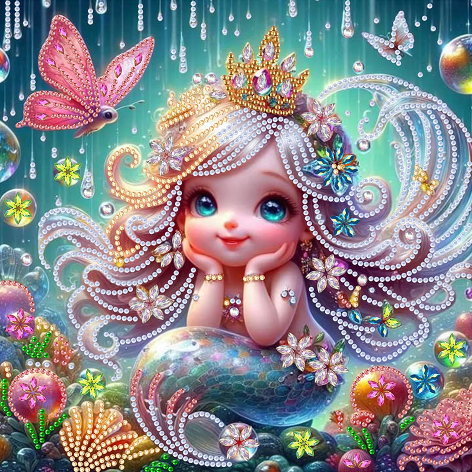 5D Special Shape Diamond Art Painting Kits for Adults – Crystal Rhinestone DIY Craft, Diamond Mosaic Kit for Beginners, Wall Decor Gift 11.8x11.8 Inch(Mermaid)