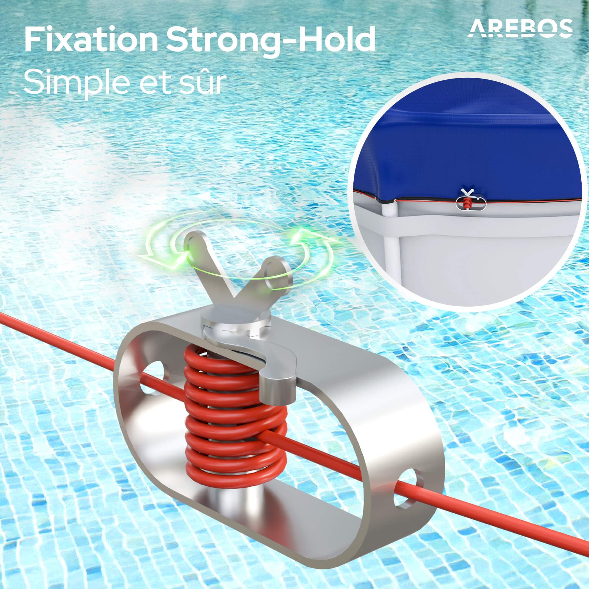 Arebos® Bâche Ronde Ø 560 cm pour Piscine | Bâche 2-en-1 Été & Hiver en PE 200g/m² | Couverture Solaire pour Piscine | Convient aux piscines Ø 460-500 cm