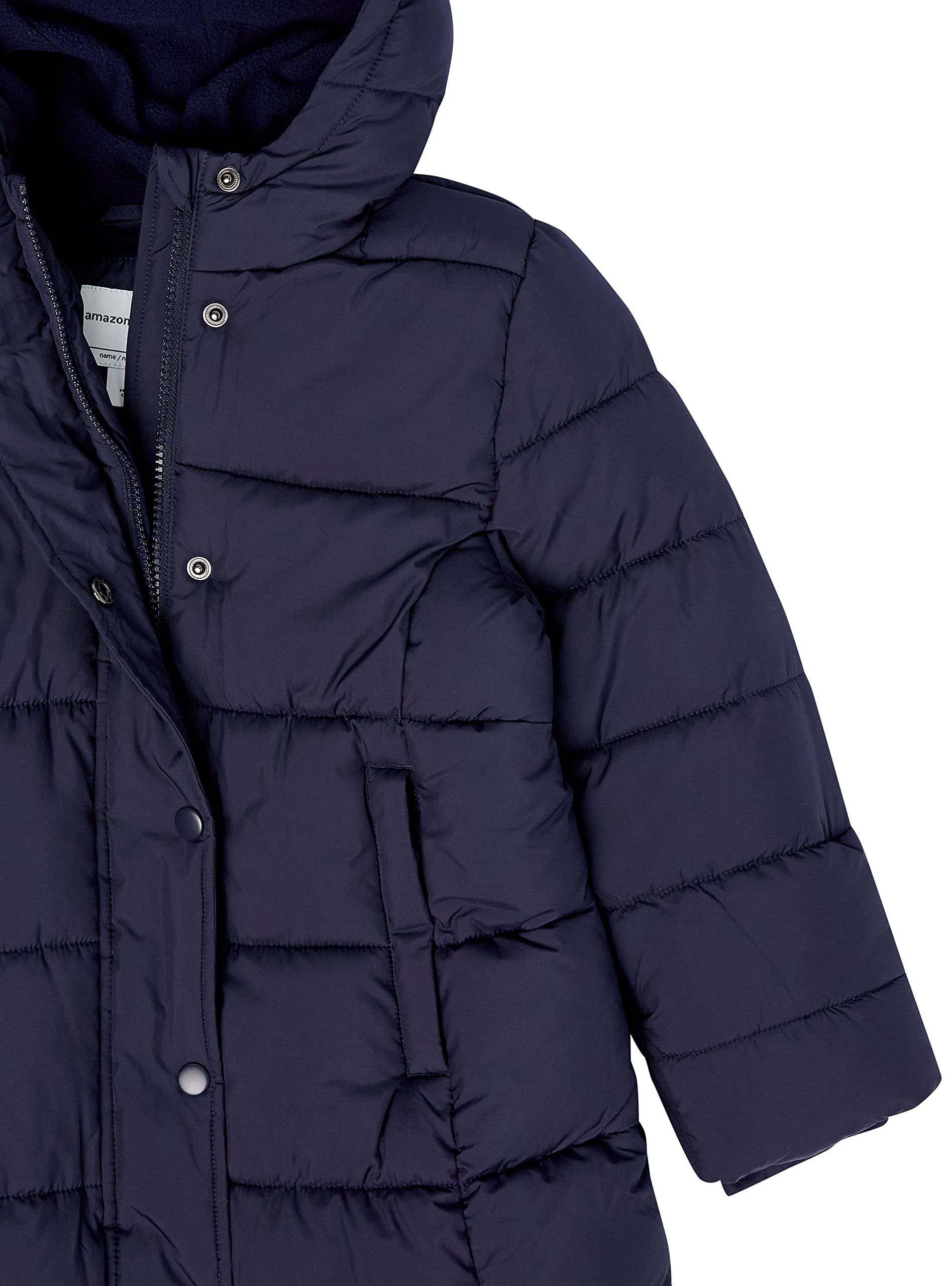 Amazon Essentials Niñas Chaqueta Larga, Gruesa y Acolchada con Capucha