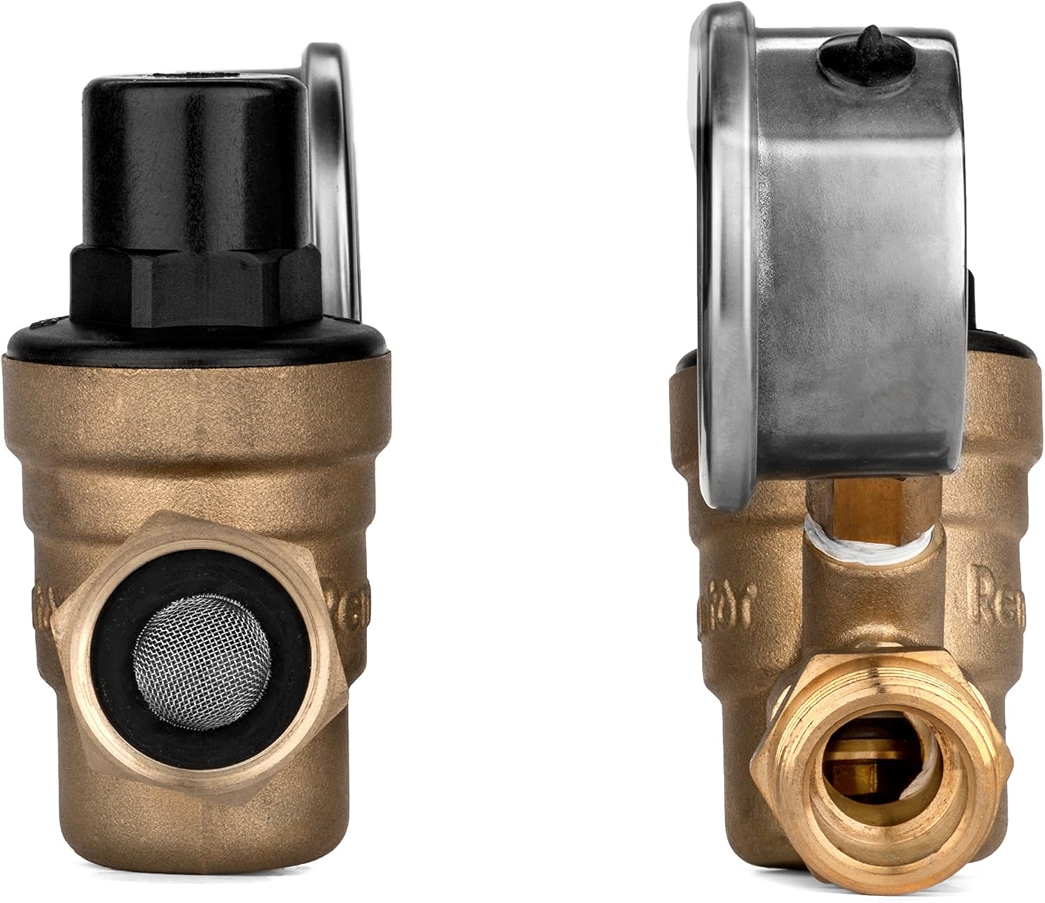 Renator M11-0660R Water Pressure Regulator Valve. Brass Lead-free Adjustable Water Pressure Reducer with Gauge for RV Camper, and Inlet Screened Filter : Automotive