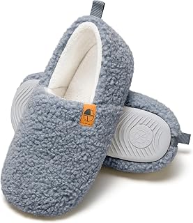 House Slippers for Women Men Lightweight Memory Foam House Shoes Warm Closed Back Slippers with Soft Fleece for Indoor Outdoor