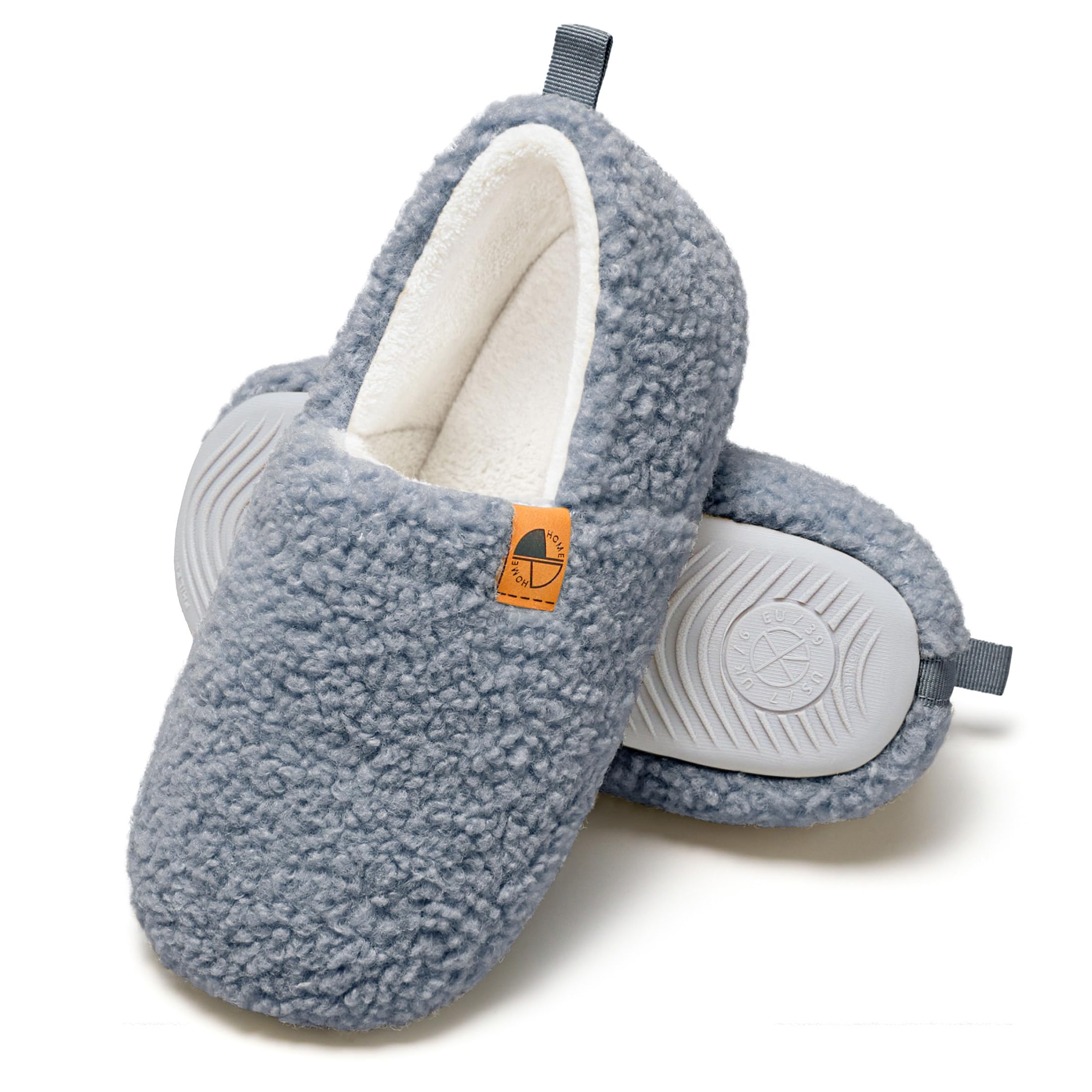 House Slippers for Women Men Lightweight Memory Foam House Shoes Warm Closed Back Slippers with Soft Fleece for Indoor Outdoor