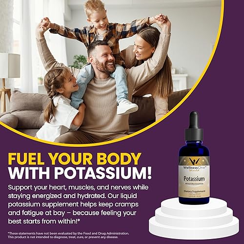Miniatura 6 de WellnessOne Suplemento iónico de potasio, gotas de cloruro de potasio para una rápida absorción, mejora el sistema inmunológico y la función