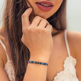 Made by Nami Surfer Beach Bracelet Men & Women - Braided Boho Summer Bracelets - Handmade Festival Jewellery - Waterproof & Adjustable - Ethnic Hippie Style