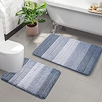 Vista 1 de Kmson Juego de 2 alfombras de baño ombre con tapete en forma de U, antideslizante, de secado rápido, ultra suave y absorbente de agua, lavable a