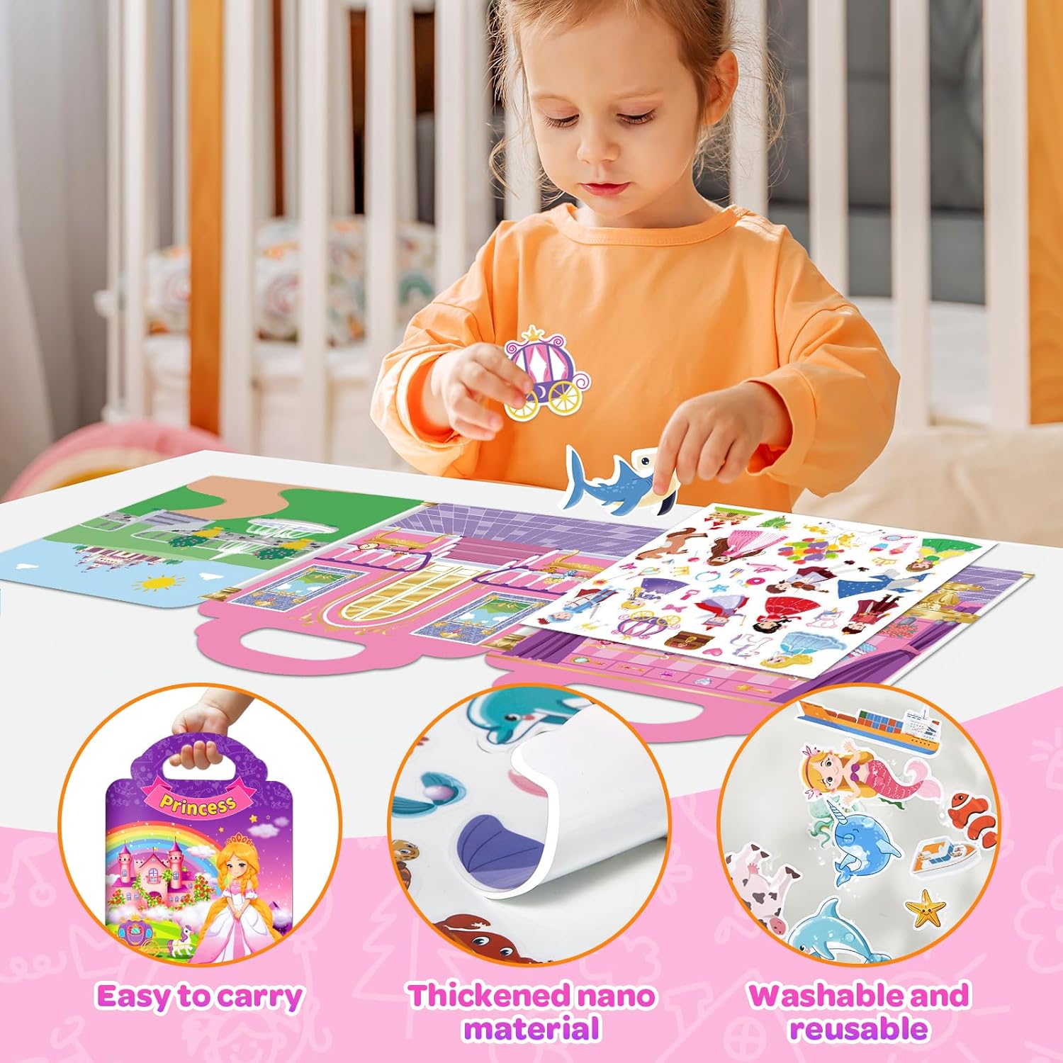 4 Sets Reusable Sticker Book for Toddlers 1-3, Dress Up Stickers Books for Girls Ages 2-4, Jelly Activity Books Travel Toys Birthday Gifts for Girl, Princess, Mermaid, Fairy, Fashion Girl Kids 3-5 Princess-Fashion girl-Fairy garden-Mermaid image 3 of 7 B0DLGM4KLF