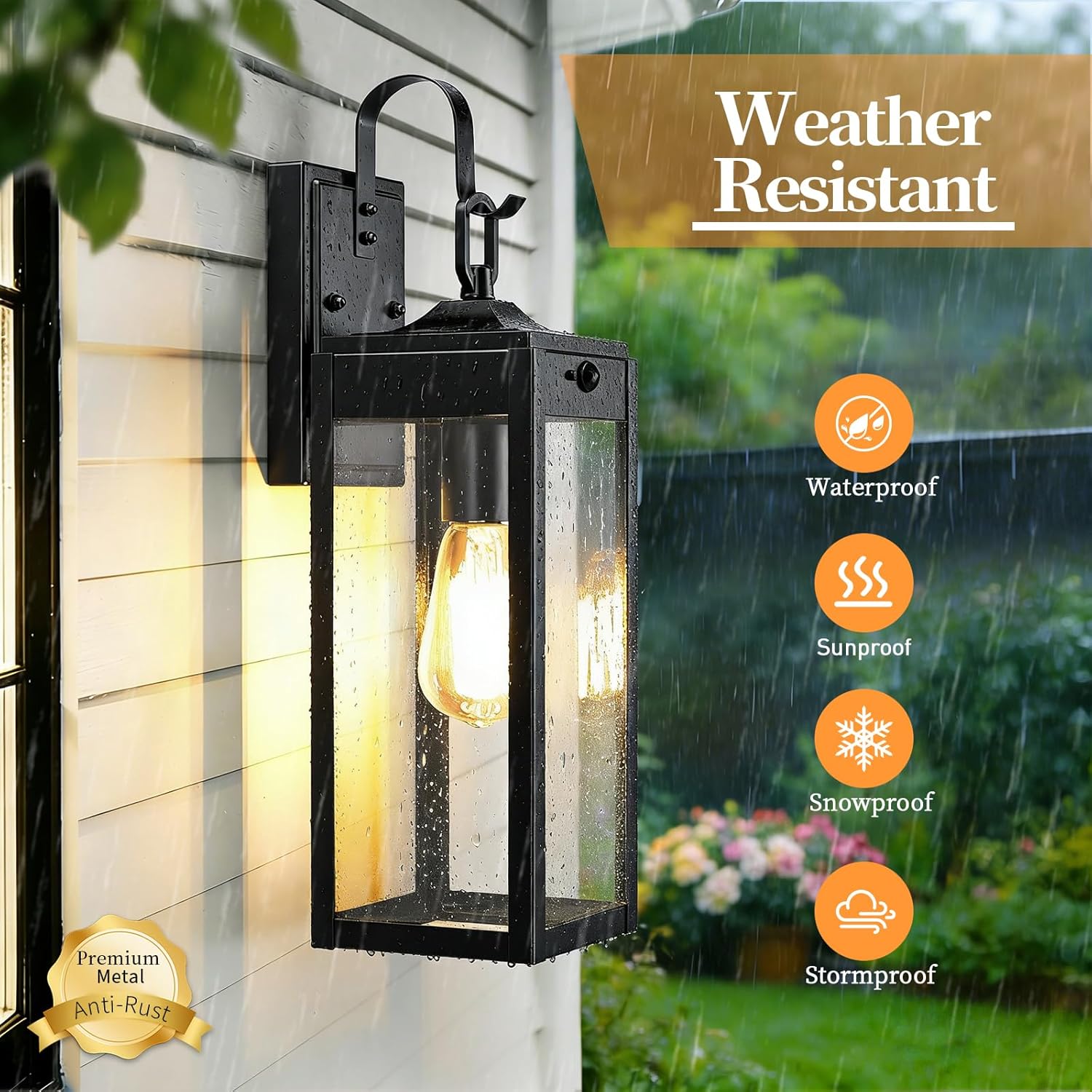 18'' Large Motion Sensor Outdoor Lights 2 Packs, Dusk to Dawn Exterior Lighting Fixtures, Modern Black Outdoor Sconces Porch Light for House, Outside Farmhouse Wall Lanterns for Front Door, Garage