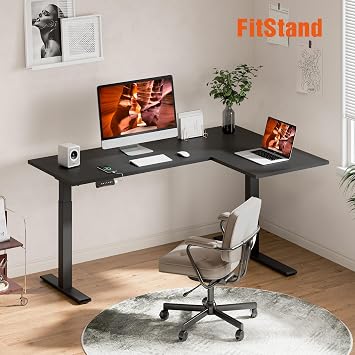 L Shaped Corner Standing Desk with Dual Motor, Large 63x40 Electric Height Adjustable Gaming Table, Stand up Home Office Desk Computer Workstation, Black