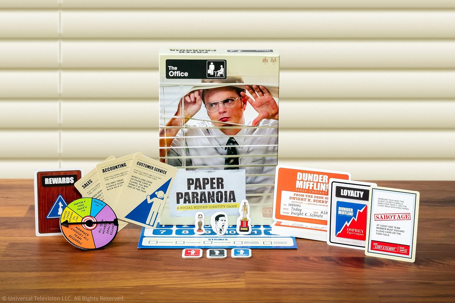 The Office: Paper Paranoia Board Game, Social Deduction Game Set in Dunder Mifflin’s Scranton Branch, Bluff, Sabotage & Complete Tasks to Win the Turf War, Ages 12+, 4-8 Players, 30-45 Min Playtime