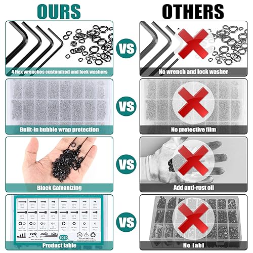 Miniatura 5 de Surtido de tornillos métricos, tornillos y tuercas, surtido de tornillos métricos M2 M3 M4 M5, aleación de acero 12.9 chapado en zinc negro,