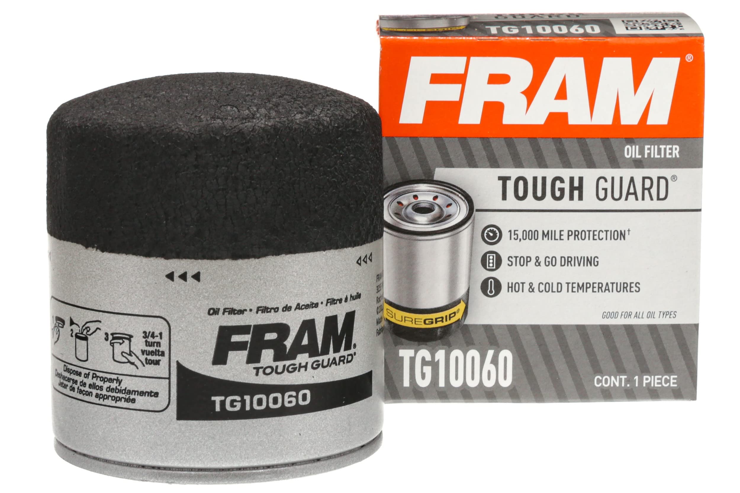FRAM Tough Guard Replacement Oil Filter TG10060, Designed for Interval Full-Flow Changes Lasting Up to 15K Miles