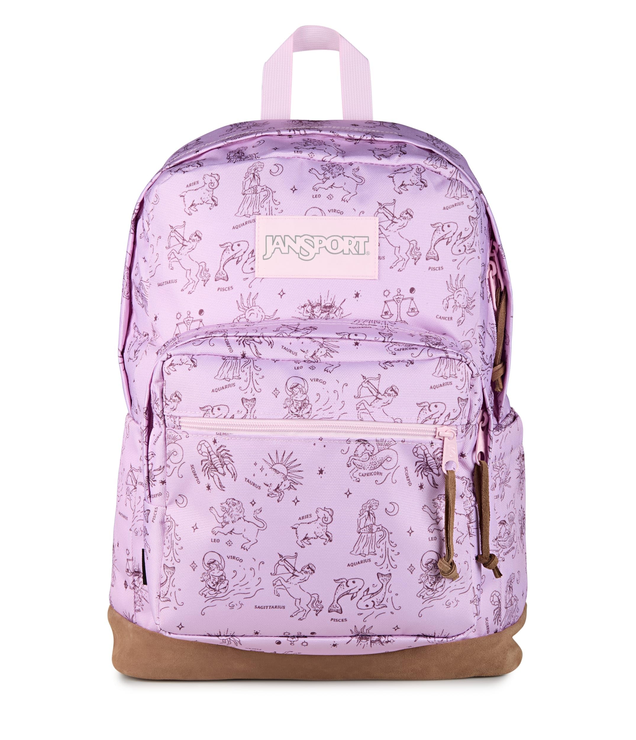 JanSport Right Pack Backpack - Durable Daypack with Padded 15" Laptop Sleeve, Spacious Main Compartment & Integrated Water Bottle Pocket - Horoscope Horizons Pink Ice/Mahogany Haze