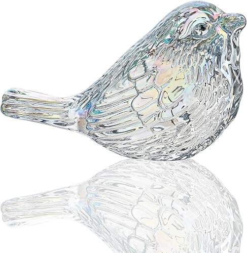 H&D HYALINE & DORA Figuras de pájaros de vidrio hechas a mano, figura de pájaro soplado de vidrio, figura de animal de vidrio de cristal