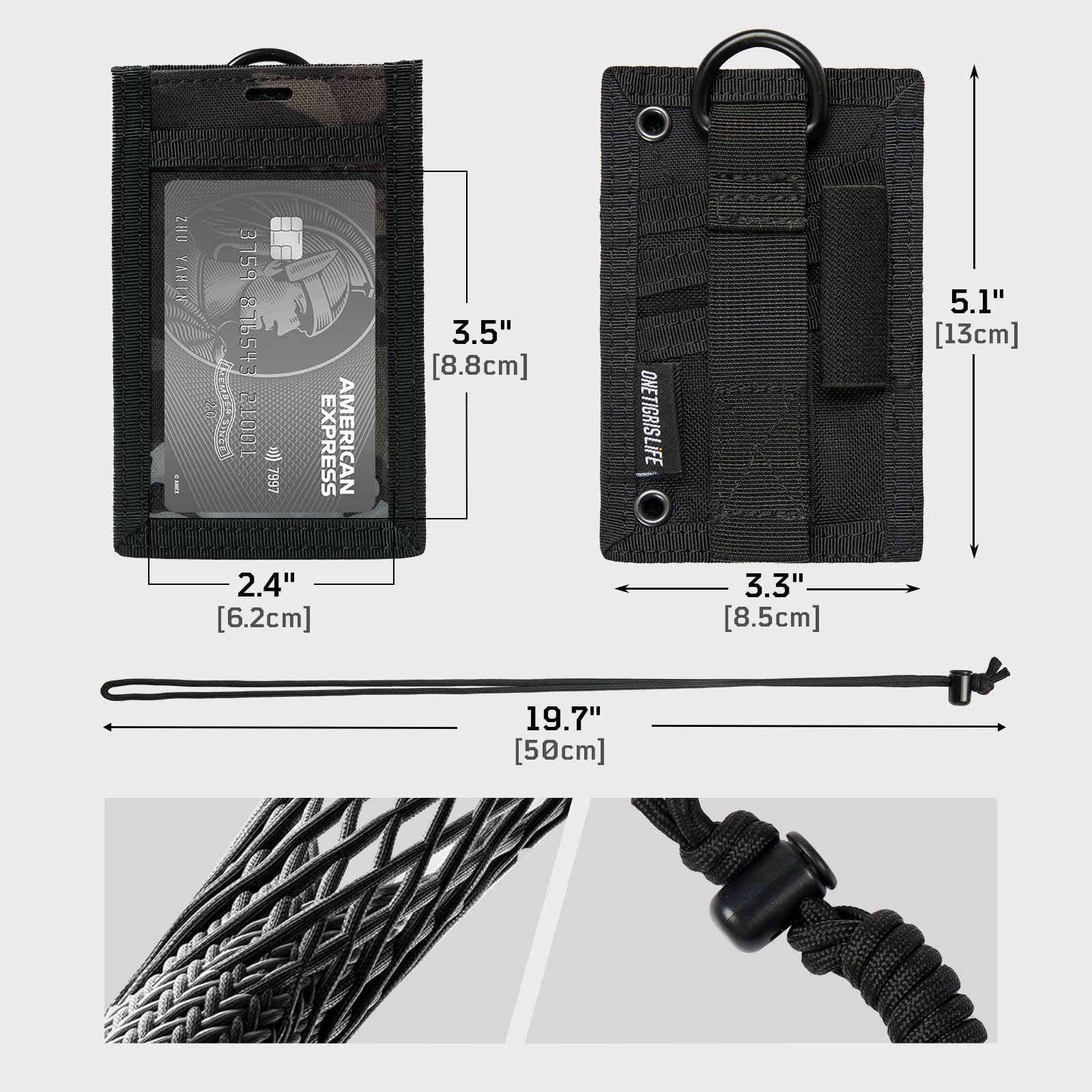 OneTigris ID Card Holder 2‑in‑1 Tactical, MOLLE Compatible 500D Nylon Security Badge Holder with Clear Window - Image 4