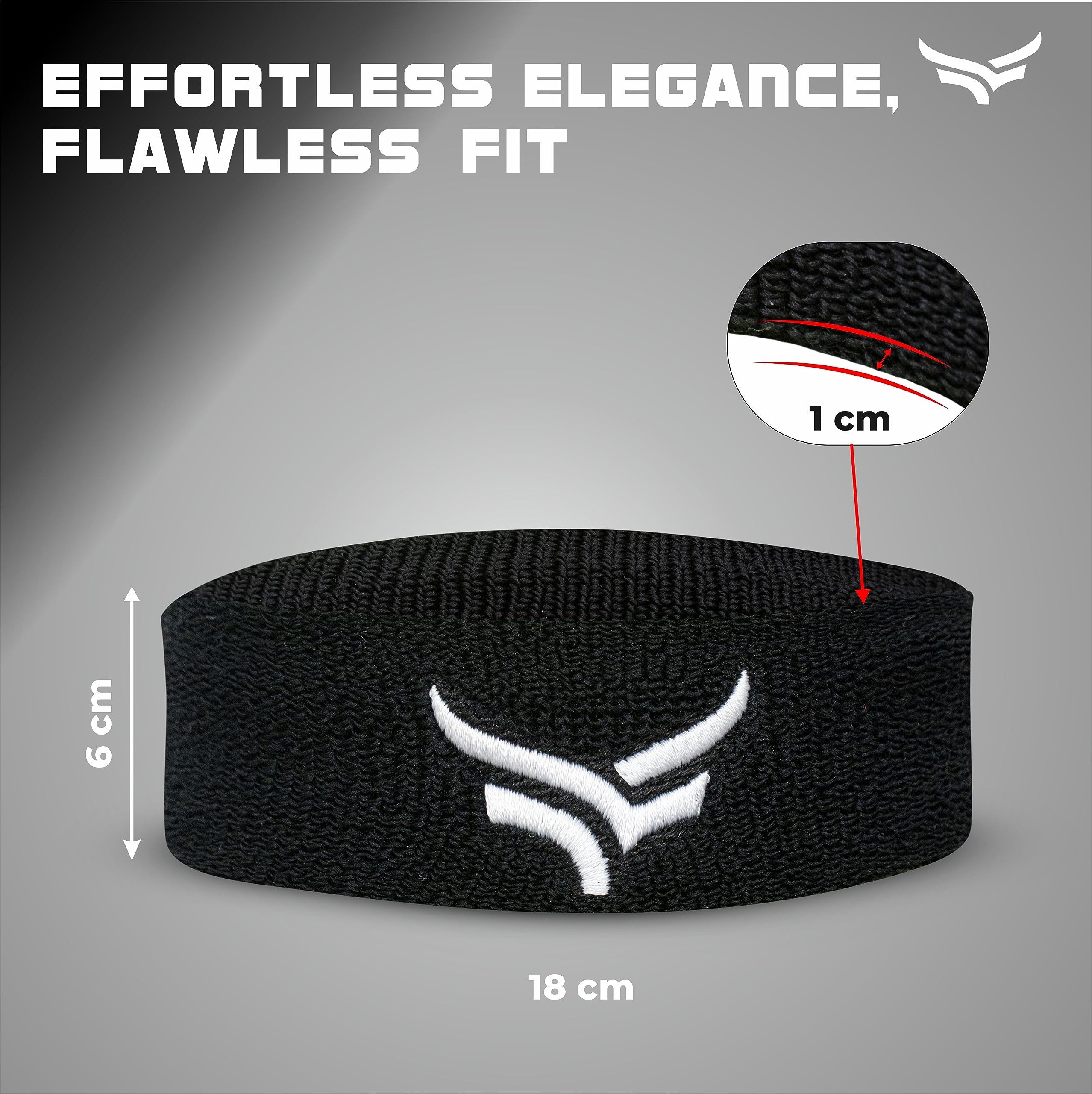 XTRIM Cotton Head Band for Men & Women, Pack of 1, Black 2