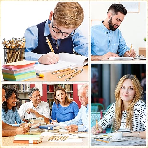 Miniatura 5 de Roowest 24 bolígrafos con versículo bíblico a granel VBS 2025 bolígrafos cristianos de bambú retráctiles inspiradores con bolsas de terciopelo para