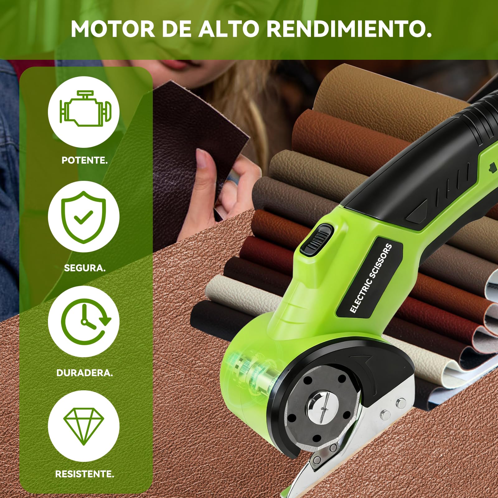 Tijeras Eléctricas Inalámbrico, 4,2 V Cortador de Cartón Recargable 2000mAh para Cuero Cartón