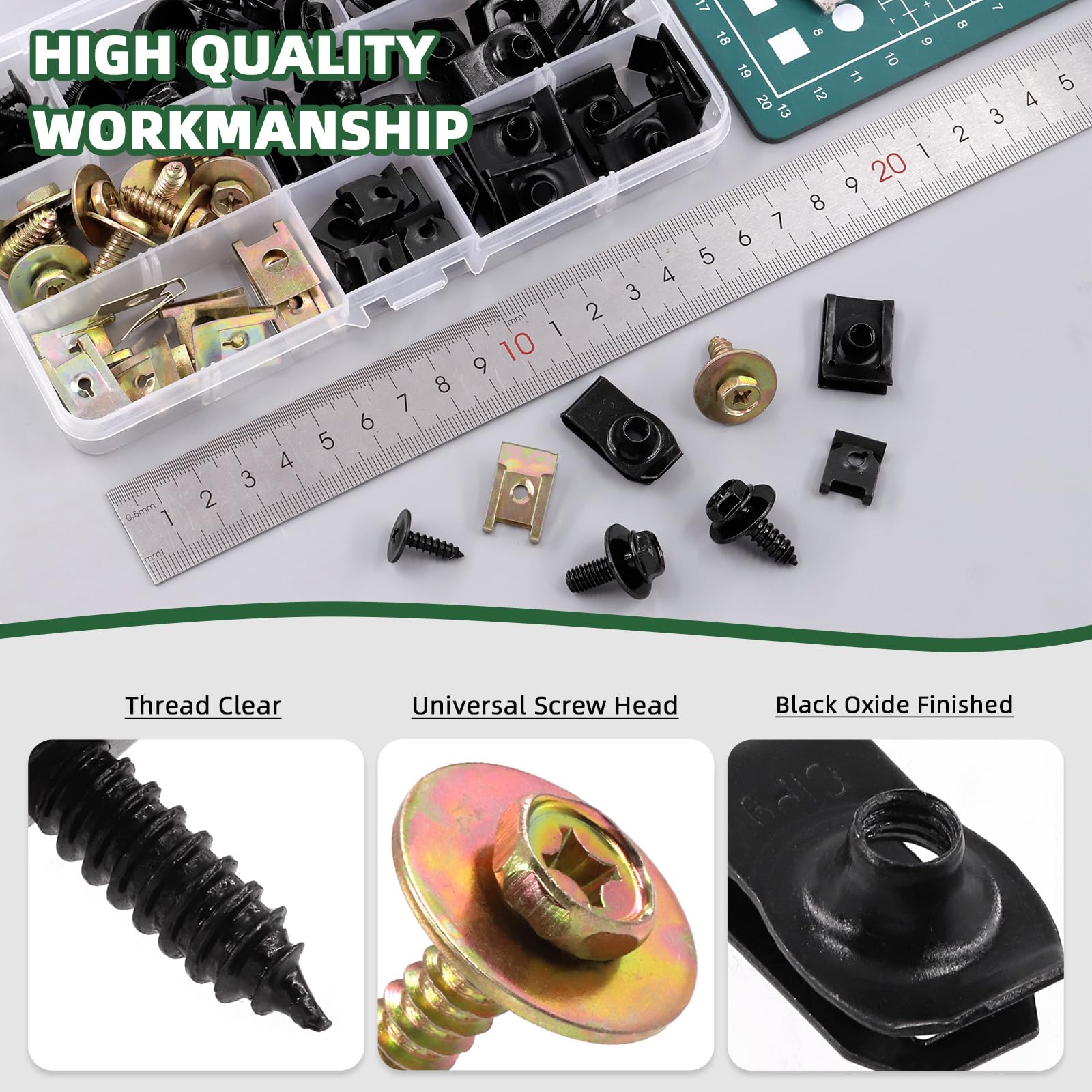 Glarks 64Pcs 8 Sizes Screw Bolt Nut Retainer Car Engine Under Cover Splash Shield Guard Body Bolts Bumper Fender Liner Push Retainer Fastener Rivet Clips Assortment Kit