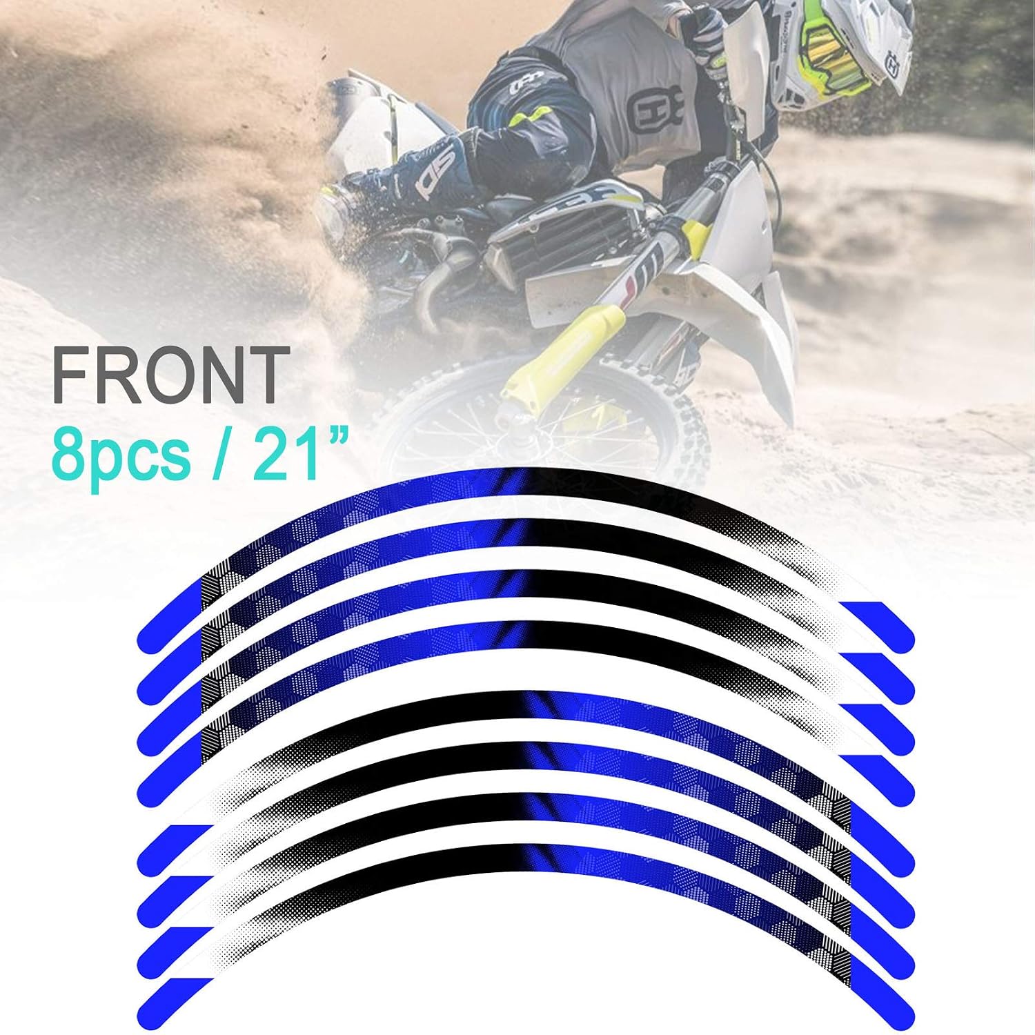 KETABAO Dirt Bike Rim Tape B01 Decal Stickers Stripes 21 19 inch Compatible with RMZ 250 450 RM-Z250 RM-Z450 (Blue)