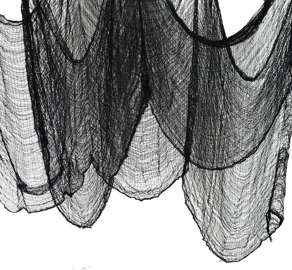 Halloween Creepy Cloth Party Decor&Supplier-Superisize 6.6 X16.5ft Black Cheesecloth Gauze Halloween Spooky Decor for Halloween Gates Spooky Haunted Houses Decor Hallowmas Decorative